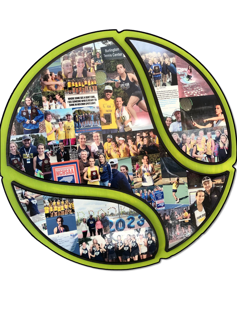 Cute tennis gifts for senior night! Available at collageandwood.com.