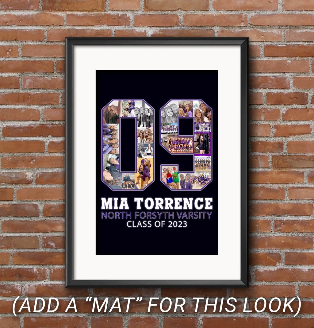 16x20 Custom Collage Volleyball Poster  for #09 printed by customer and matted with 2x2 mat. Frame size is 20x24.